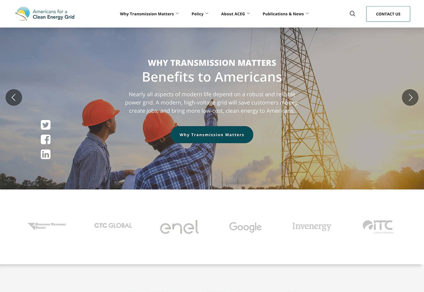 The Americans for a Clean Energy Grid website showcases the nonprofit web design best practice to optimize your site for search engines.