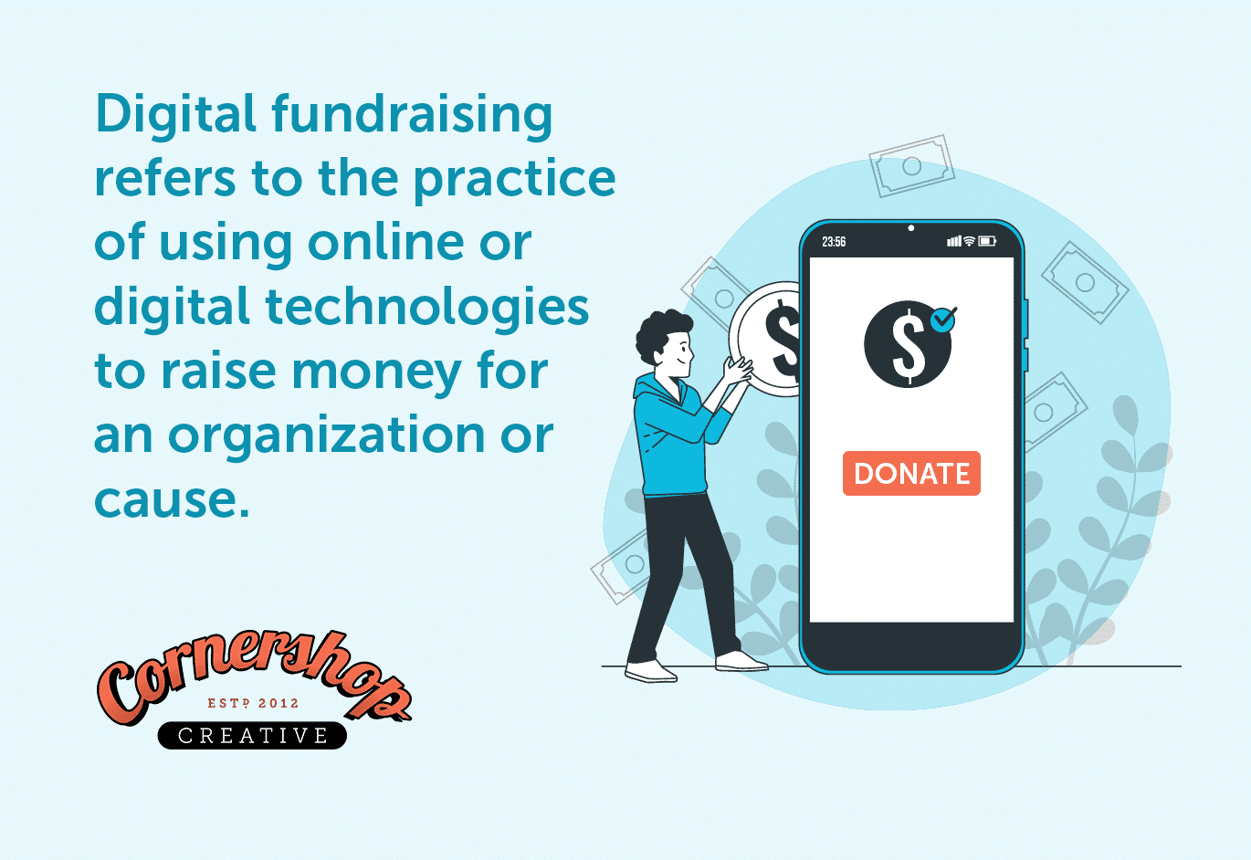 This image and the text below define the term digital fundraising.