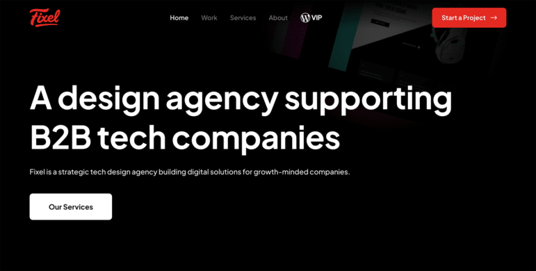 Screenshot of the Fixel website