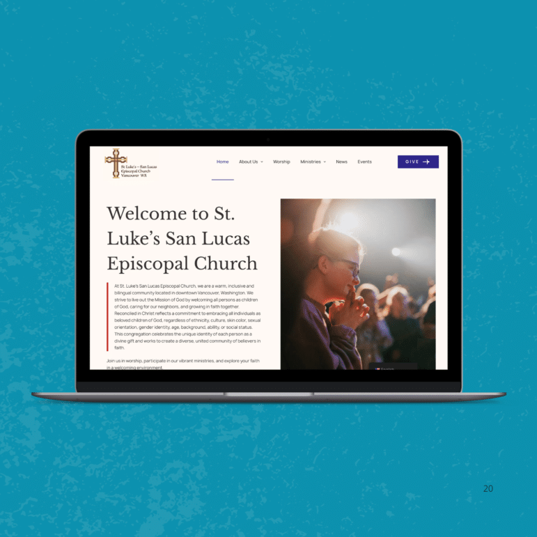 Laptop screen displaying the website of St. Luke's Episcopal Church